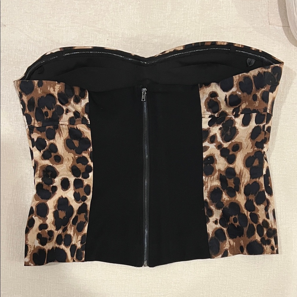 Bebe Leopard Print Strapless Top - image 2